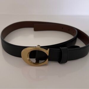 Coach Black Belt with Gold C Buckle